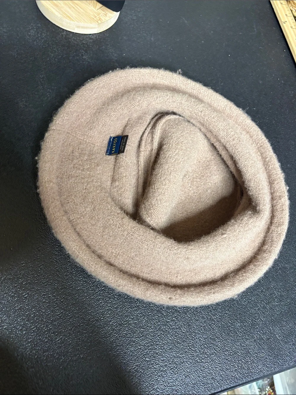 Vintage Kakyko Cozy 100% Wool Bucket Hat in Camel